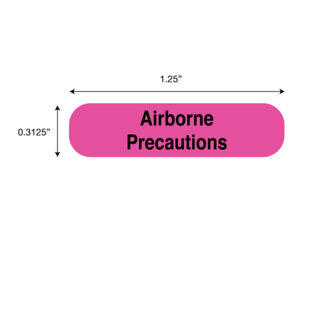 Nevs Precaution Labels -Airborne Precaution 5/16" x 1-1/4" Flr Pink w/Black N-15900